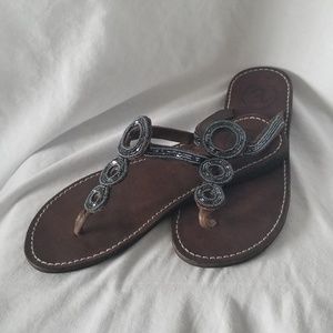 ASPIGA Leather Flip Flop Sandal Beaded